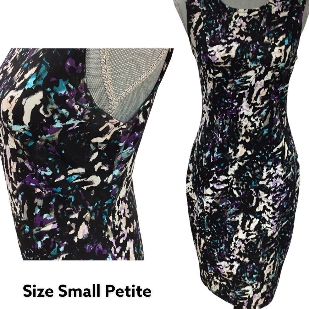 Mossimo A-line Dress. Vibrant Purple, Teal, & Black. Size Small Petite